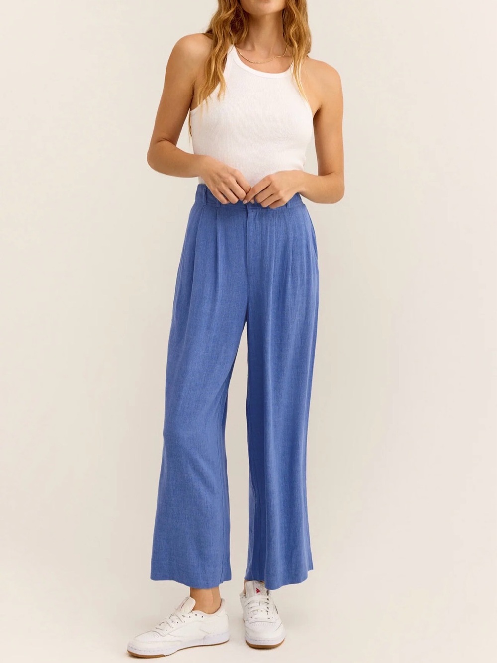 Z Supply Relaxed Wide-Leg Pants in Periwinkle Blue
